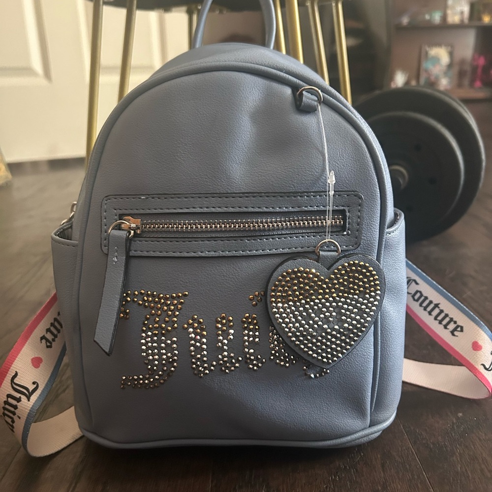 Juicy Couture Light Blue Backpack with Heart Charm